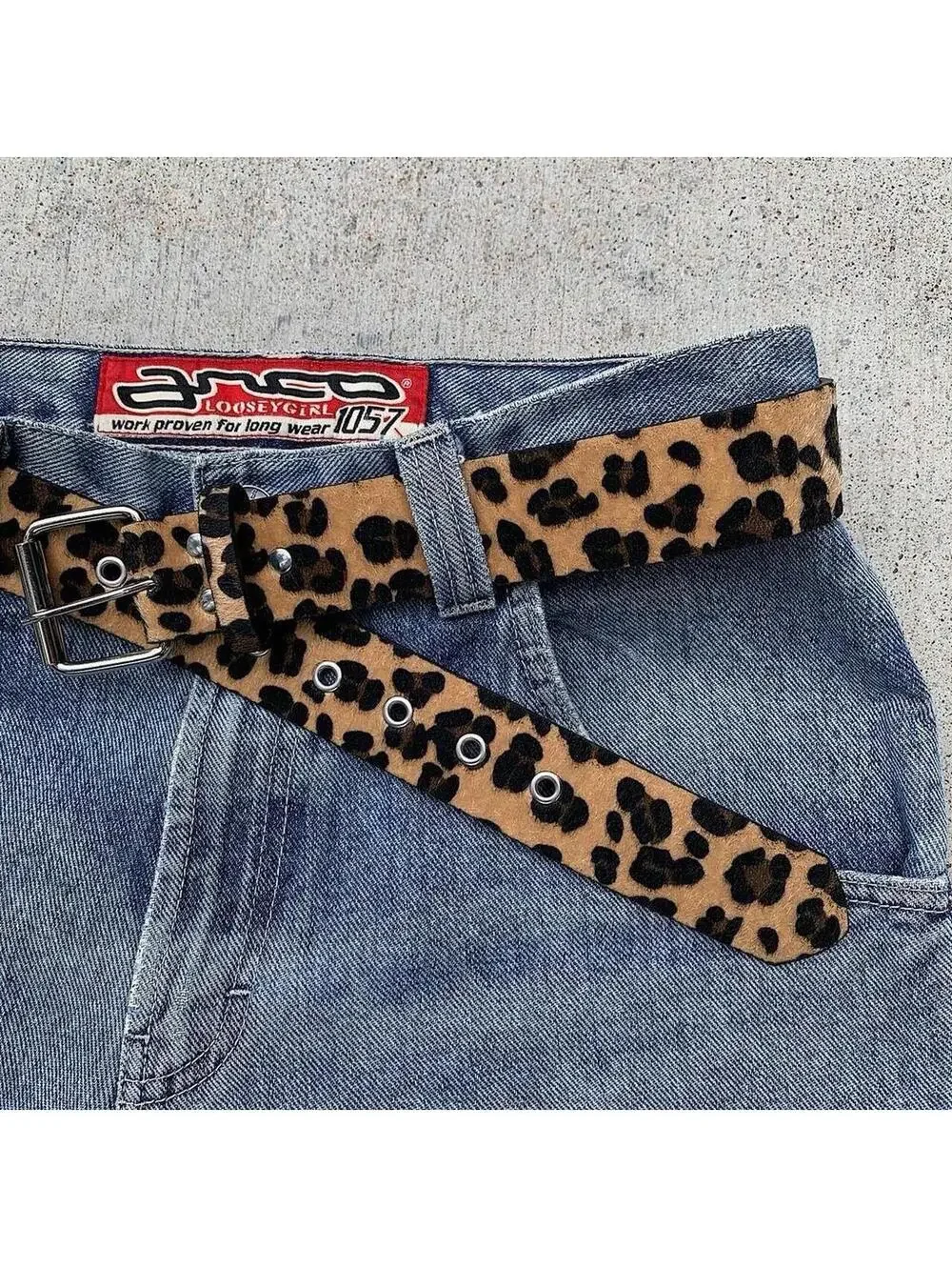 Bullet belt Cheetah Fur studded belt